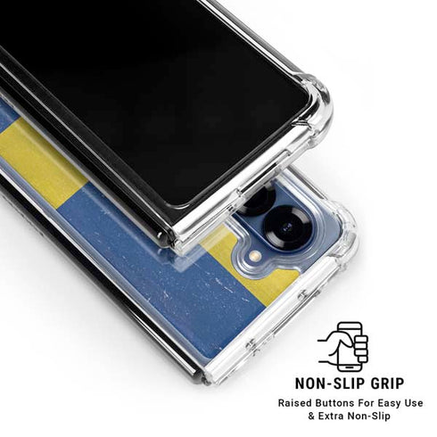 Sweden Flag Distressed Galaxy Z Fold6 Clear Case